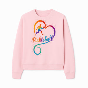 Rainbow Pickleball Heart Design T-Shirt, Vibrant Pickleball Apparel for Lovers of the Sport, Perfect Gift for Players - Sweatshirt 1758685040575.jpg