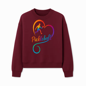 Rainbow Pickleball Heart Design T-Shirt, Vibrant Pickleball Apparel for Lovers of the Sport, Perfect Gift for Players - Sweatshirt 1758685040724.jpg