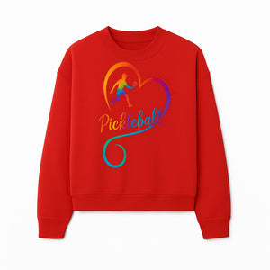 Rainbow Pickleball Heart Design T-Shirt, Vibrant Pickleball Apparel for Lovers of the Sport, Perfect Gift for Players - Sweatshirt 1758685041005.jpg