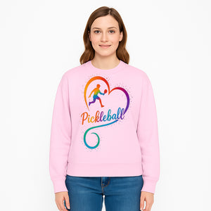 Rainbow Pickleball Heart Design T-Shirt, Vibrant Pickleball Apparel for Lovers of the Sport, Perfect Gift for Players - Sweatshirt 1758685042553.jpg