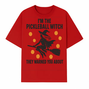 Pickleball Witch Halloween T-Shirt - Funny Sports Costume Gift for Pickleball Players - Halloween Party Apparel - T-shirt 1758685043627.jpg