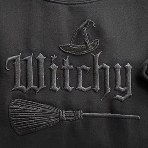 Witchy Embroidered Tone On Tone Sweatshirt Halloween Embroidery Shirt Sarcasm Shirt Dark Humor Witches Wiccan 1758700461155.jpg