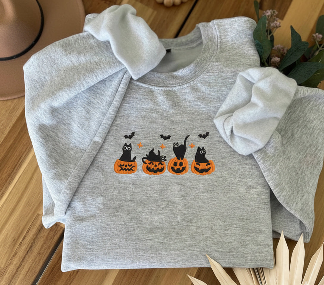 Halloween Cat Pumpkin Embroidery Sweatshirtcute Black Cat  Pumpkin Teefall Apparelcozy Fall Fashioncat Lovers Halloween 1758701221272.jpg