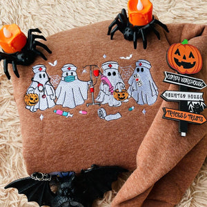 Embroidered Ghost Nurse Halloween Sweatshirt Spooky Season Crewneck 1758703689302.jpg