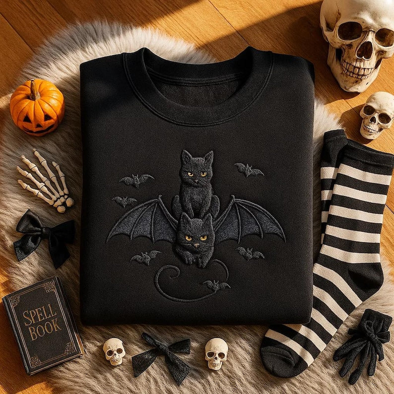 Embroidered Halloween Black Cat Sweatshirt Halloween Teebats Shirt Dark Humor Gothic Style Bat Teetop Cat Lover Gifttrendy Spooky Season 1758705484854.jpg