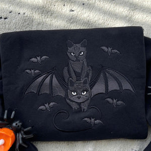 Embroidered Halloween Black Cat Sweatshirt Halloween Teebats Shirt Dark Humor Gothic Style Bat Teetop Cat Lover Gifttrendy Spooky Season 1758705505739.jpg