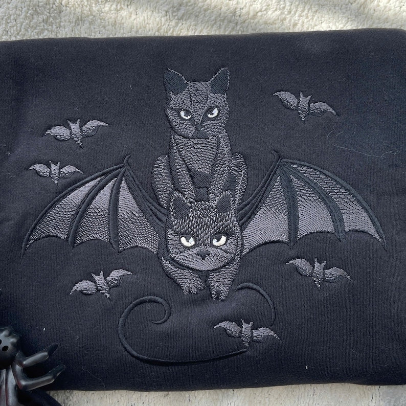 Embroidered Halloween Black Cat Sweatshirt Halloween Teebats Shirt Dark Humor Gothic Style Bat Teetop Cat Lover Gifttrendy Spooky Season 1758705505750.jpg