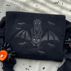 Embroidered Halloween Black Cat Sweatshirt Halloween Teebats Shirt Dark Humor Gothic Style Bat Teetop Cat Lover Gifttrendy Spooky Season 1758705505825.jpg