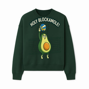 Funny Avocado Volleyball T-Shirt - 'Holy Blockamole' Cute Graphic Tee for Sports Lovers - Sweatshirt 1758728317337.jpg