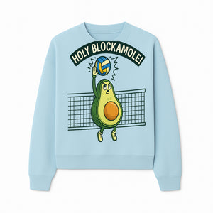Funny Avocado Volleyball T-Shirt - 'Holy Blockamole' Cute Graphic Tee for Sports Lovers - Sweatshirt 1758728317574.jpg