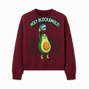 Funny Avocado Volleyball T-Shirt - 'Holy Blockamole' Cute Graphic Tee for Sports Lovers - Sweatshirt 1758728317841.jpg