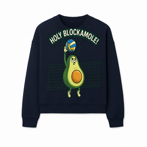 Funny Avocado Volleyball T-Shirt - 'Holy Blockamole' Cute Graphic Tee for Sports Lovers - Sweatshirt 1758728317996.jpg
