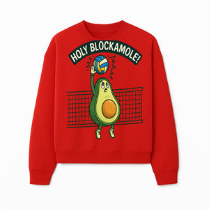 Funny Avocado Volleyball T-Shirt - 'Holy Blockamole' Cute Graphic Tee for Sports Lovers - Sweatshirt 1758728318117.jpg