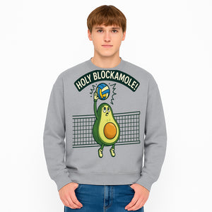 Funny Avocado Volleyball T-Shirt - 'Holy Blockamole' Cute Graphic Tee for Sports Lovers - Sweatshirt 1758728319501.jpg