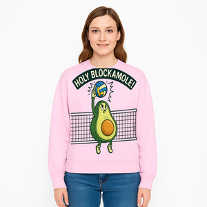 Funny Avocado Volleyball T-Shirt - 'Holy Blockamole' Cute Graphic Tee for Sports Lovers - Sweatshirt 1758728319641.jpg