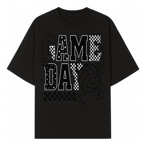 Game Day Volleyball T-Shirt, Sports Fans Tee, Checkered Pattern, Athletic Apparel, Fun Gift for Coaches, Players, and Cheerleaders - T-shirt 1758728326914.jpg