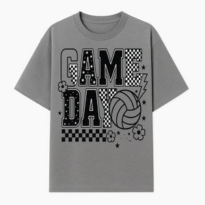 Game Day Volleyball T-Shirt, Sports Fans Tee, Checkered Pattern, Athletic Apparel, Fun Gift for Coaches, Players, and Cheerleaders - T-shirt 1758728327341.jpg
