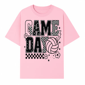 Game Day Volleyball T-Shirt, Sports Fans Tee, Checkered Pattern, Athletic Apparel, Fun Gift for Coaches, Players, and Cheerleaders - T-shirt 1758728327764.jpg