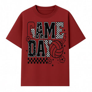Game Day Volleyball T-Shirt, Sports Fans Tee, Checkered Pattern, Athletic Apparel, Fun Gift for Coaches, Players, and Cheerleaders - T-shirt 1758728327901.jpg