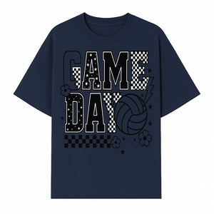 Game Day Volleyball T-Shirt, Sports Fans Tee, Checkered Pattern, Athletic Apparel, Fun Gift for Coaches, Players, and Cheerleaders - T-shirt 1758728328026.jpg