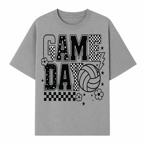 Game Day Volleyball T-Shirt, Sports Fans Tee, Checkered Pattern, Athletic Apparel, Fun Gift for Coaches, Players, and Cheerleaders - T-shirt 1758728328279.jpg