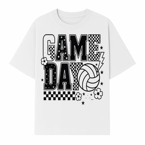 Game Day Volleyball T-Shirt, Sports Fans Tee, Checkered Pattern, Athletic Apparel, Fun Gift for Coaches, Players, and Cheerleaders - T-shirt 1758728328453.jpg