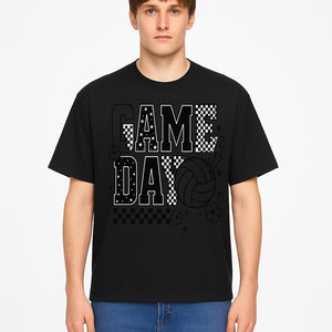 Game Day Volleyball T-Shirt, Sports Fans Tee, Checkered Pattern, Athletic Apparel, Fun Gift for Coaches, Players, and Cheerleaders - T-shirt 1758728329577.jpg