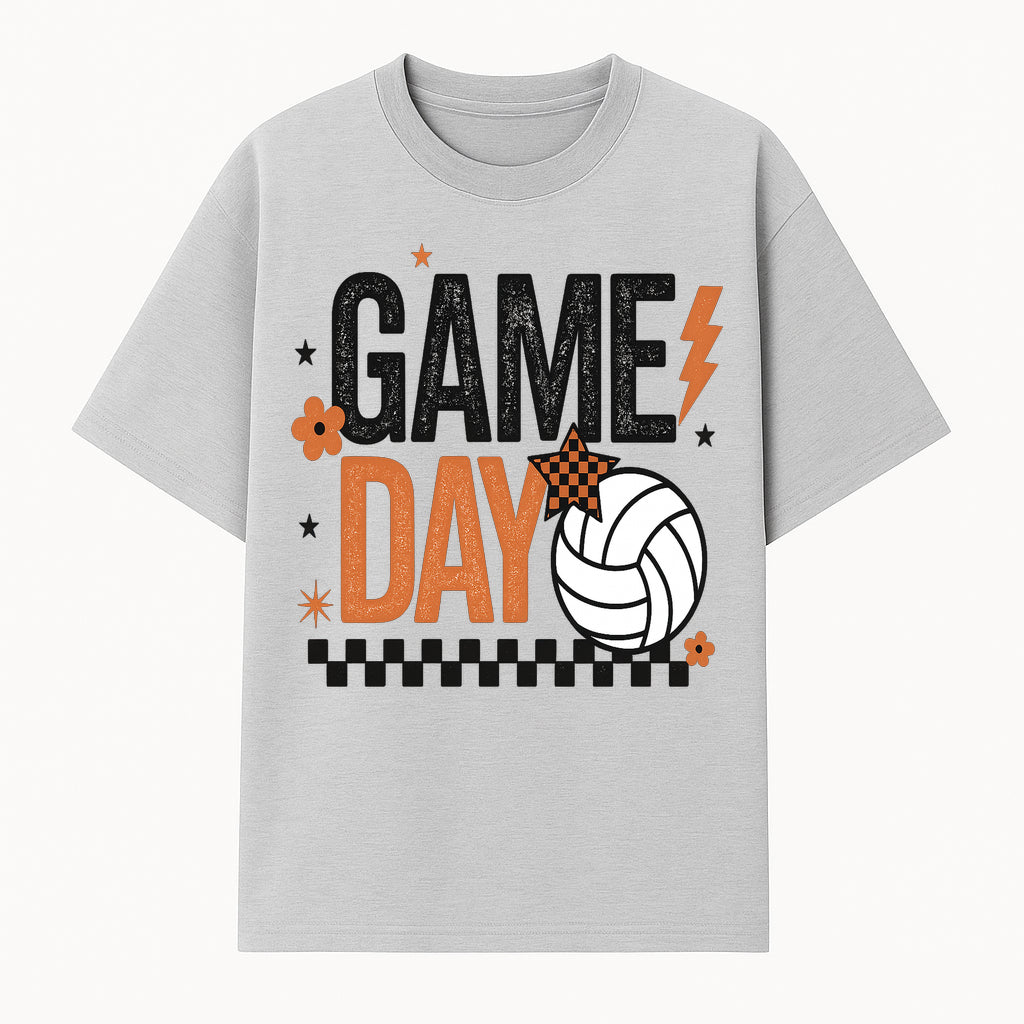 Game Day Volleyball Decor - Orange Black Sports Decor, Team Spirit Wall Art, Volleyball Gifts, Game Day Celebration - T-shirt 1758728334210.jpg