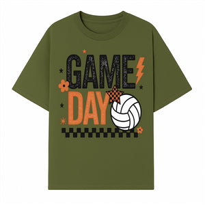 Game Day Volleyball Decor - Orange Black Sports Decor, Team Spirit Wall Art, Volleyball Gifts, Game Day Celebration - T-shirt 1758728334629.jpg