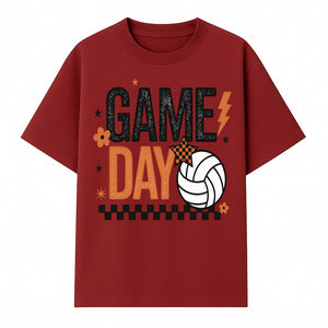 Game Day Volleyball Decor - Orange Black Sports Decor, Team Spirit Wall Art, Volleyball Gifts, Game Day Celebration - T-shirt 1758728335154.jpg
