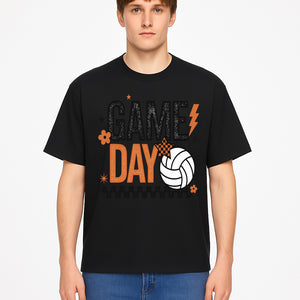 Game Day Volleyball Decor - Orange Black Sports Decor, Team Spirit Wall Art, Volleyball Gifts, Game Day Celebration - T-shirt 1758728336793.jpg