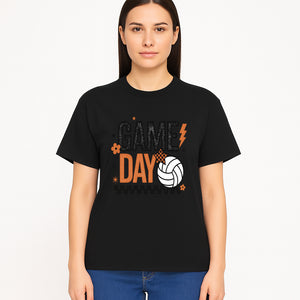 Game Day Volleyball Decor - Orange Black Sports Decor, Team Spirit Wall Art, Volleyball Gifts, Game Day Celebration - T-shirt 1758728336919.jpg