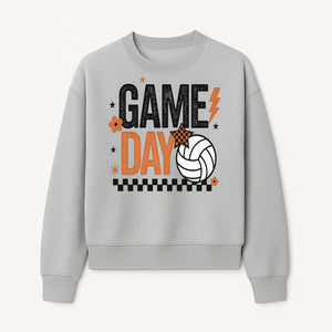 Game Day Volleyball Decor - Orange Black Sports Decor, Team Spirit Wall Art, Volleyball Gifts, Game Day Celebration - Sweatshirt 1758728337575.jpg