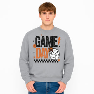 Game Day Volleyball Decor - Orange Black Sports Decor, Team Spirit Wall Art, Volleyball Gifts, Game Day Celebration - Sweatshirt 1758728339629.jpg