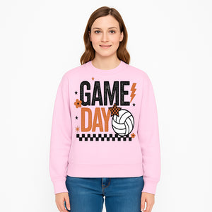 Game Day Volleyball Decor - Orange Black Sports Decor, Team Spirit Wall Art, Volleyball Gifts, Game Day Celebration - Sweatshirt 1758728339746.jpg