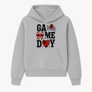 Game Day Volleyball Shirt with Heart, Bow, and Floral Design - Perfect for Sports Fans and Players - Hoodie 1758728342194.jpg