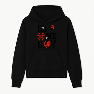 Game Day Volleyball Shirt with Heart, Bow, and Floral Design - Perfect for Sports Fans and Players - Hoodie 1758728342338.jpg