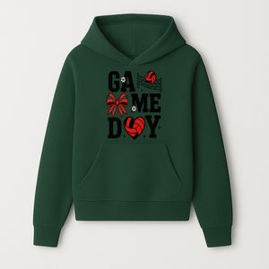 Game Day Volleyball Shirt with Heart, Bow, and Floral Design - Perfect for Sports Fans and Players - Hoodie 1758728342612.jpg