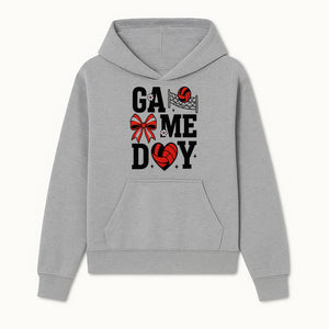 Game Day Volleyball Shirt with Heart, Bow, and Floral Design - Perfect for Sports Fans and Players - Hoodie 1758728342722.jpg
