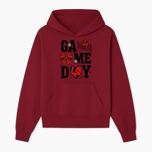 Game Day Volleyball Shirt with Heart, Bow, and Floral Design - Perfect for Sports Fans and Players - Hoodie 1758728343124.jpg