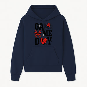 Game Day Volleyball Shirt with Heart, Bow, and Floral Design - Perfect for Sports Fans and Players - Hoodie 1758728343248.jpg