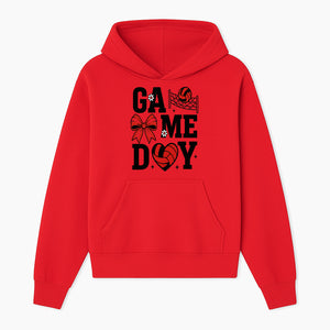 Game Day Volleyball Shirt with Heart, Bow, and Floral Design - Perfect for Sports Fans and Players - Hoodie 1758728343362.jpg