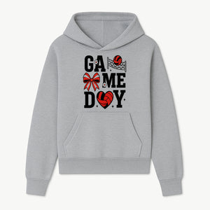 Game Day Volleyball Shirt with Heart, Bow, and Floral Design - Perfect for Sports Fans and Players - Hoodie 1758728343518.jpg