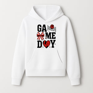 Game Day Volleyball Shirt with Heart, Bow, and Floral Design - Perfect for Sports Fans and Players - Hoodie 1758728343627.jpg