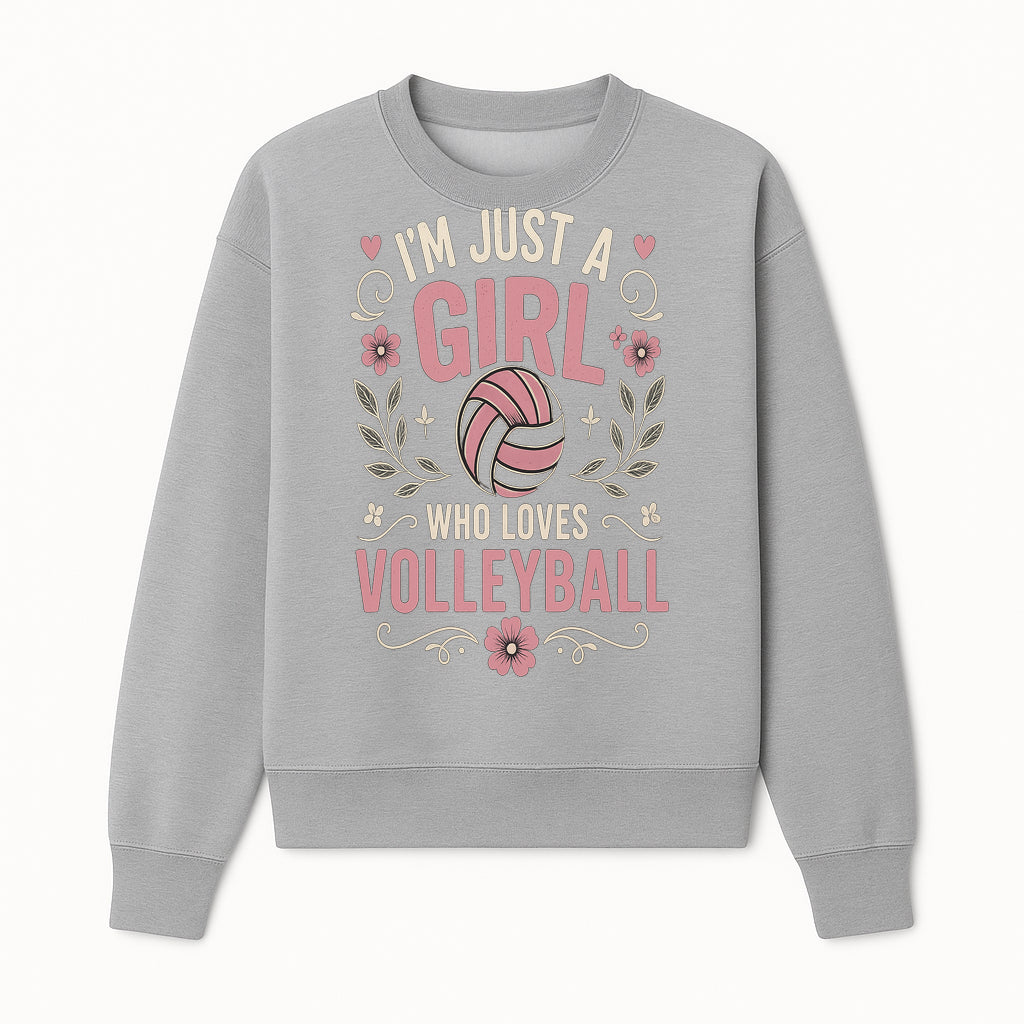 I'm Just a Girl Who Loves Volleyball Vintage Floral Graphic Tee for Volleyball Enthusiasts - Sweatshirt 1758728364236.jpg