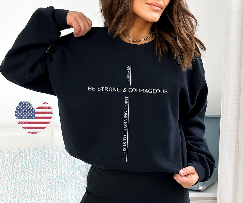 Turning Point Joshua 19 Comfort Colors Shirt Be Strong And Courageous Tee Christian God Shirt Bible Verse Cross Tee Usa Faith Gift 1758769840264.jpg