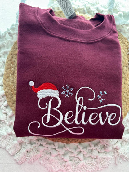 Christmas Believe Sweatshirt Embroidered   Sweatshirts  Embroidered Sweatshirts   Christmas   Believe Santa 1758785087777.jpg