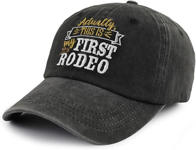 Actually This Is My First Rodeo Hats For Men Women Adjustable Cotton Embroidered Country Baseball Cap 1759128730133.png