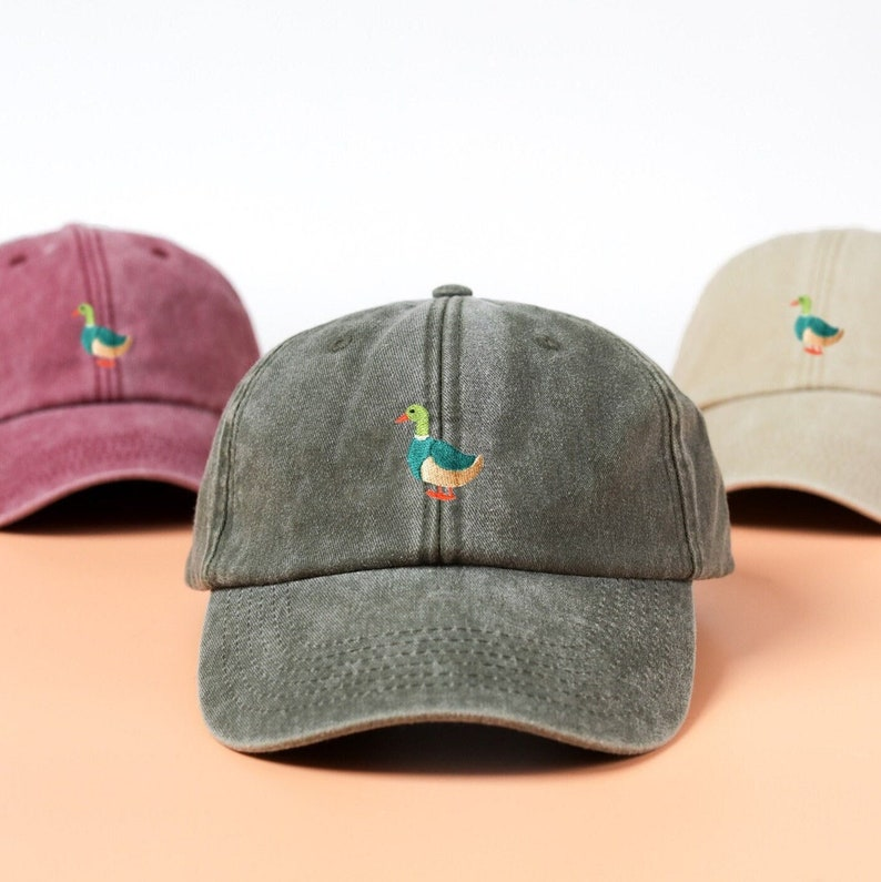 Embroidered Duck Cotton Cap Vintage Washed Out Style Dad Hat 1759136228890.png