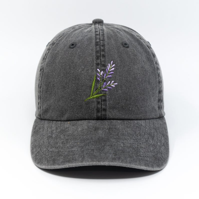 Lavender Flower Embroidered Baseball Cap Washed Cotton Curve Brim Summer Hat 1759136434542.png